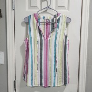 KUT From The Kloth Top Small Striped Sleeveless Split Neck Lyocell‎ Blouse